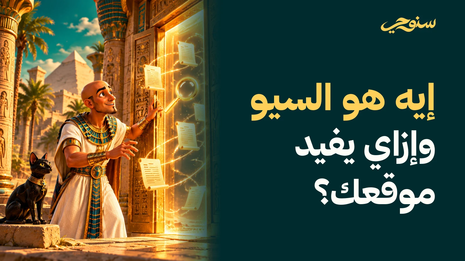 ما هو السيو؟ شرح مبسط لتحسين محركات البحث بتصميم مستوحى من الحضارة المصرية